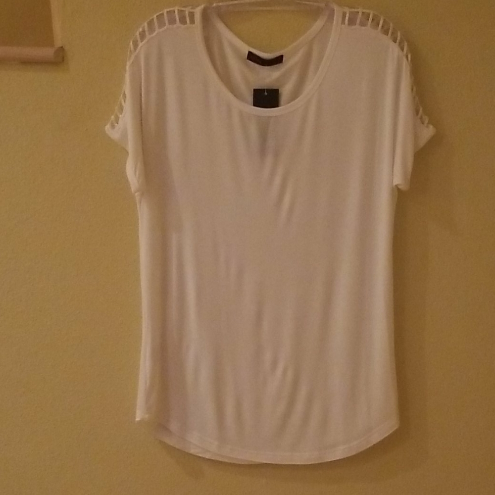 Loose Fit White Cut Out Shoulders Top